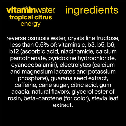 20 oz 12 Pack vitaminwater Energy Tropical Citrus Nutrient Enhanced Flavored Water Beverage, fl Bottles