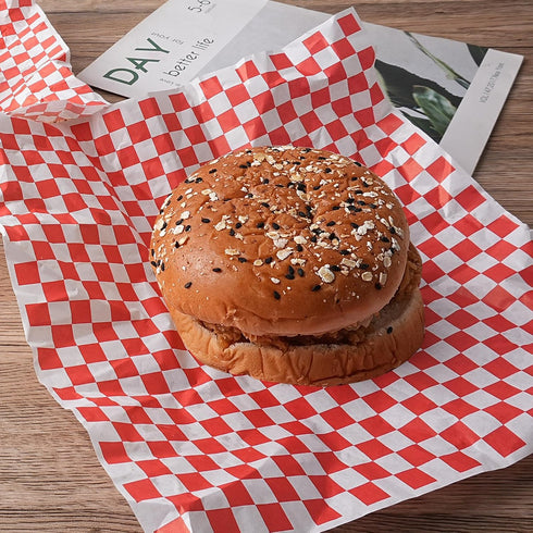 1000 12''x12'' Sheets Checkered Wax Deli Paper Sheets, Checkered Dry Waxed Deli Paper Sheet for Sandwich/Burger
