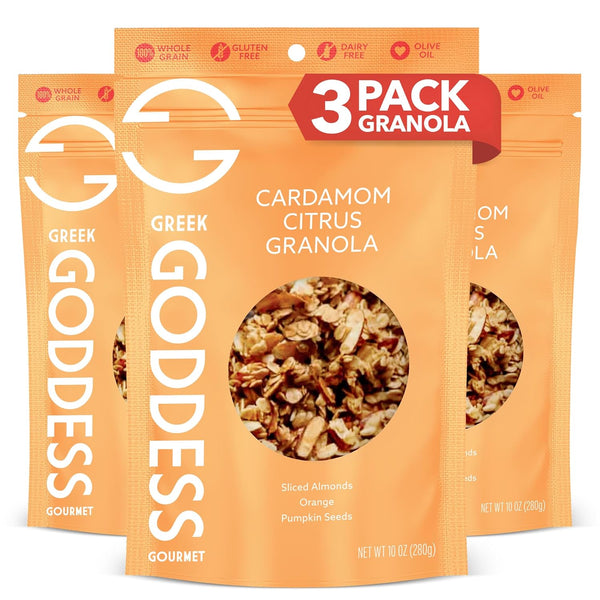 Greek Goddess Gourmet Cardamom Citrus Granola with Almonds, Pumpkin Seeds, Wildflower Honey,
