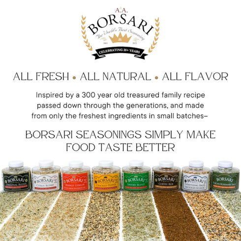 4 oz, Pack 1) Borsari Original Seasoning Salt - Seasoned Salt Blend - Gourmet Seasonings With Herbs and Spices - All