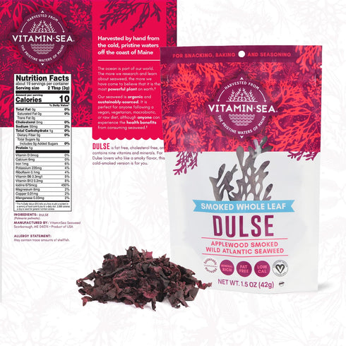 VITAMINSEA Applewood Smoked Dulse, 1.5 oz - Dried Seaweed for Snacking, Seasoning, Soups & Salads