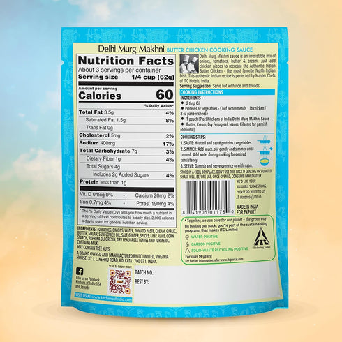 7.02 (Pack 6) Kitchens of India Delhi Murgh Makhni, Butter Chicken Cooking Sauce, Easy to Use Sauce for Authentic