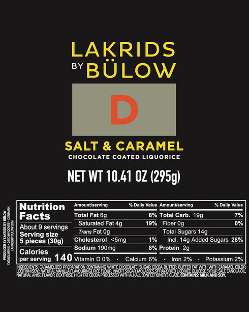 10.4 oz LAKRIDS BY BLOW - D - Salt & Caramel - - Chocolate Coated Gourmet Licorice - Authentic Scandinavian Candy