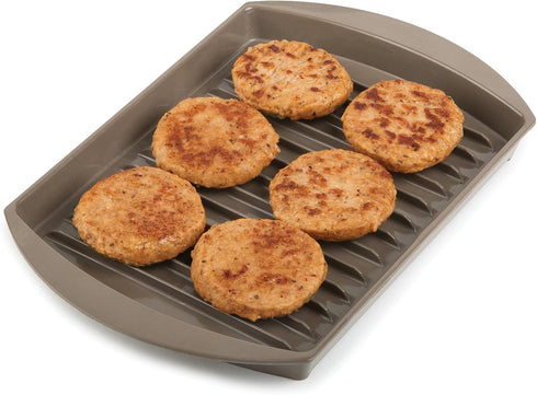 4-6 Frozen 10"L 7"W 2.25"H,Brown Prep Solutions by Progressive Microwave Small Bacon Grill with Vented Cover, Strips