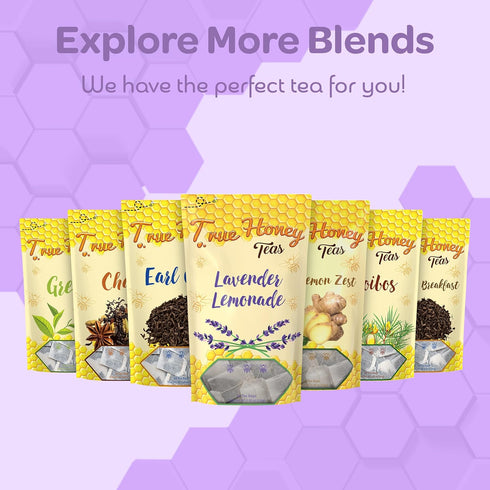 24 Count True Honey Lavender Lemonade Tea Bags - Tranquil Tea for Sleep, Stress Relief and Calm - All Natural Organic