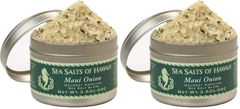 Maui Onion Hawaiian Sea Salt 3.5oz.Tin - Made in Hawaii (Pack of
