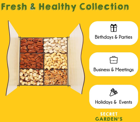 6 Secret Garden`s Dried Fruit and Nuts Gourmet Food Gift Baskets Turns into Basket Healthy Fresh Gift For Thanksgiving