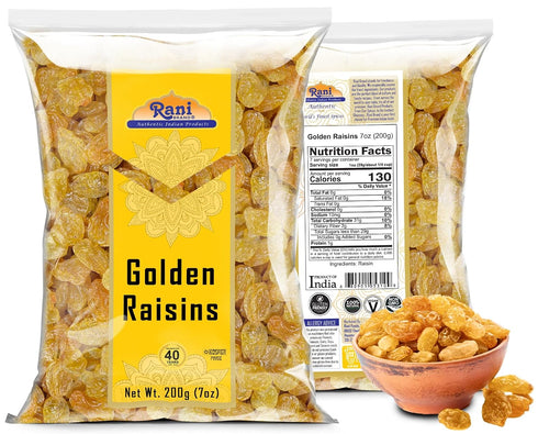 7oz (200g) Rani Golden Raisins ~ All Natural | Gluten Friendly | NON-GMO | Kosher | Vegan | Product of USA
