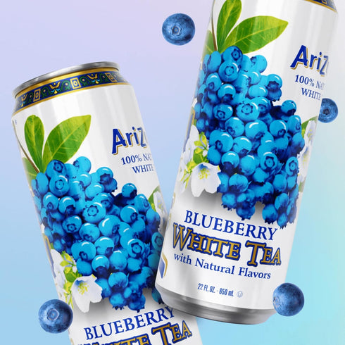 22 Oz (Pack 12) AriZona Blueberry White Tea - Big Can, Fl