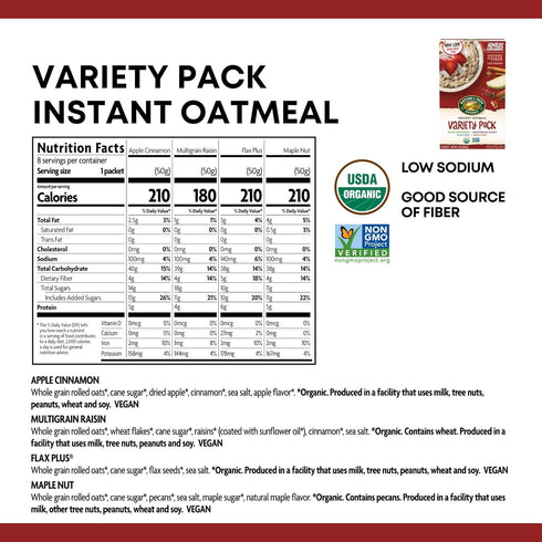 Pack 14 oz (Pack 2), Nature's Path Organic Variety Instant Oatmeal, of Non-GMO