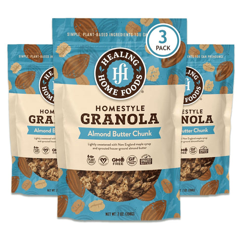 Healing Home Foods Almond Butter Chunk Protein Granola Cereal, Gluten Free, High Protein, Low Sugar