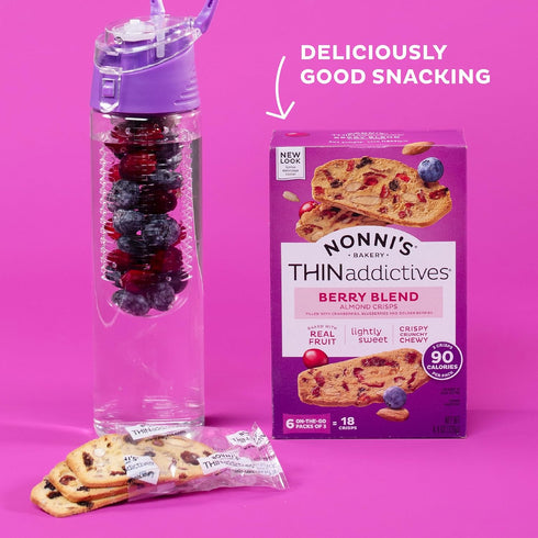Nonni's THINaddictives Almond Thin Cookies - Berry Blend Almond Cookie Thins w/Cranberries Blueberries Goldenberries