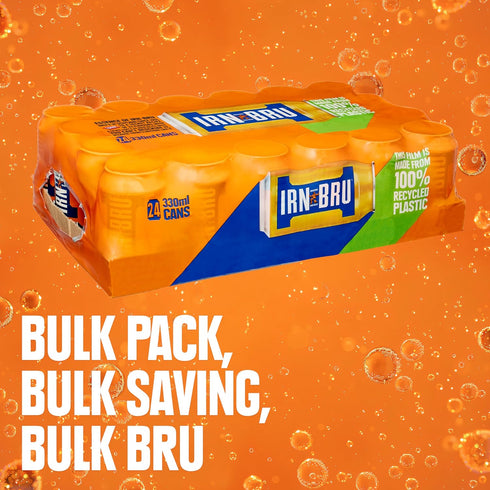 32 11.1 oz Pack 24 IRN-BRU Original Scottish Sparkling Soda, Citrus Flavored Carbonated Drink - Sparkling Flavored Soft