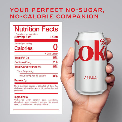 Pack 12 oz, 12 Pack Diet Coke Soda Soft Drink Fridge Cans, fl