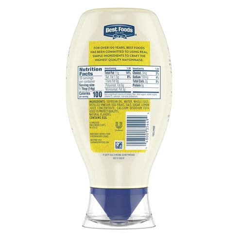 20 oz Best Foods Real Mayonnaise Squeeze Bottle For a Creamy Sandwich Spread or Condiment Made With Cage-Free Eggs