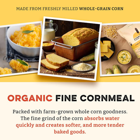 2 LB Sunrise Flour Mill Organic Fine Cornmeal | | Yellow Cornmeal | Corn Flour | Fine Corn Meal | Milled from Organic