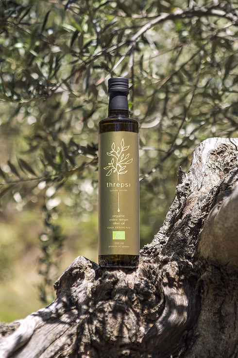 100% Threpsi Organic Extra Virgin Olive Oil | Extracted Cold | Koroneiki Olives | Grown by Small Family Farmers near