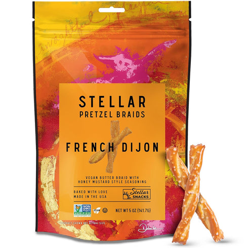 Stellar Snacks Pretzel Braids, French Dijon Honey Mustard, 5 Oz (Pack of