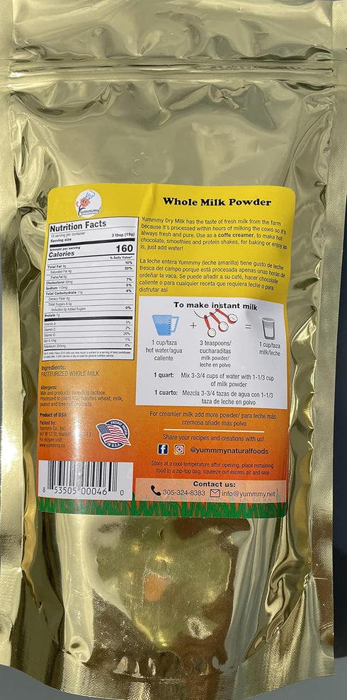 11 0z, Whole Milk Instant Powder Kosher certified, Halal certified, Product of USA