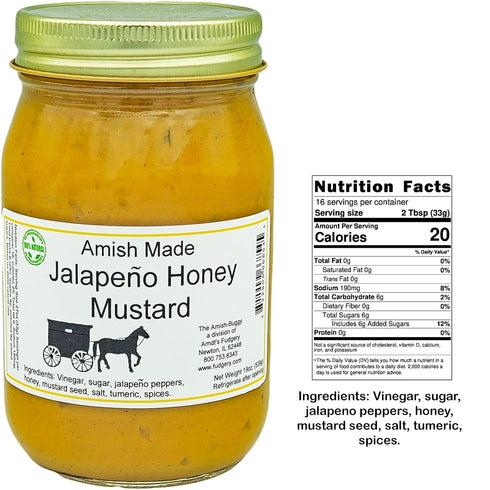 Arndts Fudgery DBA The Amish-Buggy 19 oz. (2 Jalapeno Honey Mustard Jars) The Amish-Buggy a division of Arndt's Fudgery