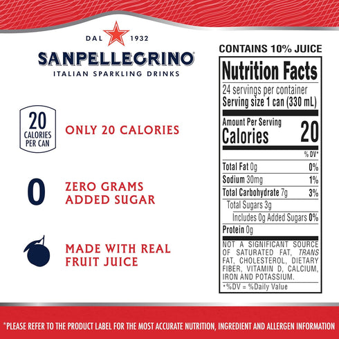 Sanpellegrino 24 Pack 11.15 Oz Zero Grams Added Sugar Pomegranate & Orange Italian Sparkling Drink, Of Fl Cans, Italian