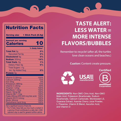 15 Packs Bobelo Black Cherry Cream Energy Drink Mix Sugar Free Electrolyte Powder with Caffeine (Guarana) Hydration