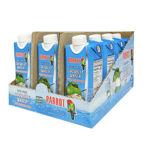 100% 16.9 fl.oz.Pack 12 Parrot Brand Pure Coconut Water