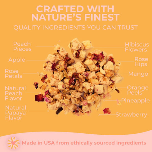 30+ 2.75oz Katys Peach Bellini Loose Tea - Apple, Peach & Mango - Light Herbal Fruit Tea, Caffeine-Free, Sugar-Free