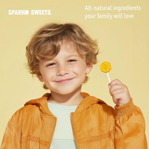 1.5-inch (16 Count (Pack 1), Sparko Sweets Honey Dipper Lollipops, Made in USA, No Artificial Ingredients, No Corn