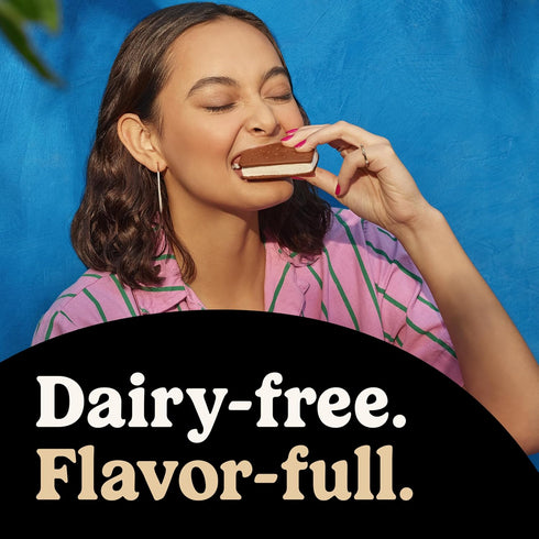 SO DELICIOUS Frozen 6 Count Plant Based Blend Dessert Sandwiches, Strawberry Cheesecake, Dairy Free, Vegan Ice Cream