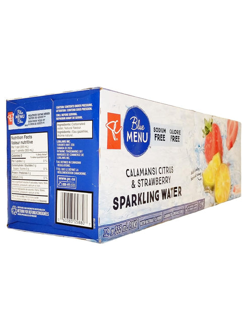 PRESIDENT'S CHOICE 355ml (12 Pack) PC Calamansi Citrus & Strawberry Sparkling Water Each Can