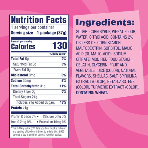 1.32 oz (Pack 24) SweeTARTS Mega Filled Ropes Candy, Twisted Rainbow Punch, Sweet and Tart