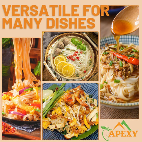 APEXY 14 oz Pack 3 Rice Sticks, of Small Size - Premium Quality Rice Noodles for Stir-Fry, Soup, Pho, Pad Thai, Spring