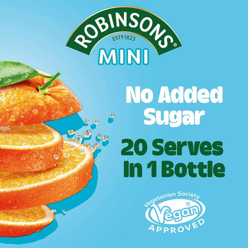 Robinsons 6 Count Mini - No Added Sugar - Low Calorie - Orange