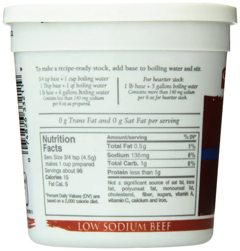16 Minor's Beef Base, Low Sodium, Ounce