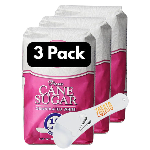 ZOTATO Pure Cane Sugar Granulated White Powder, 4 lb (3 Pack) 100% Cane,
