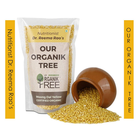 Our Organik Tree 100 500 (17.64 OZ) % organic Moong Dal Yellow / Split / Washed Gms
