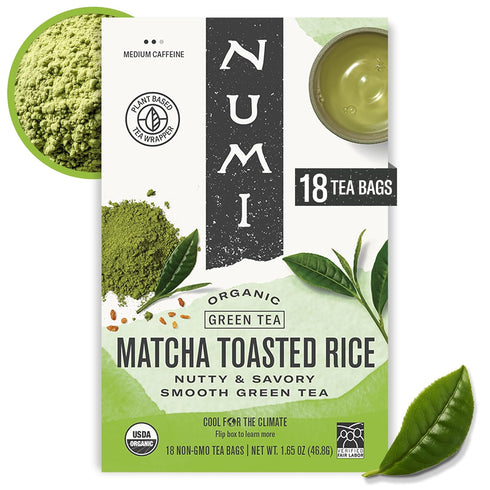 Numi Organic Tea Matcha Toasted Rice, 18 Count Box of Tea Bags