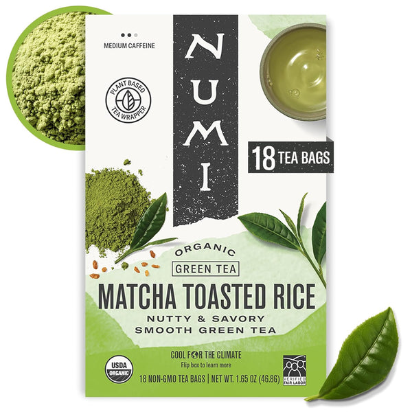 Numi Organic Tea Matcha Toasted Rice, 18 Count Box of Tea Bags