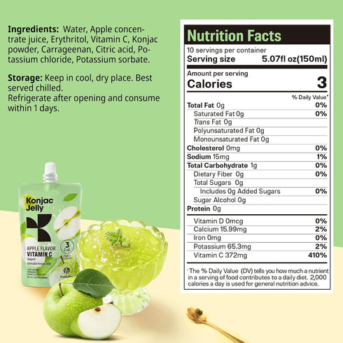 10 Packs 12 Packs Hethstia Konjac Jelly Apple Flavor Vitamin C and Konjac Angel Hair Gluten Free Low Calorie, Keto