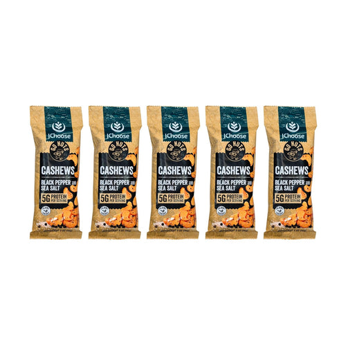 IChoose Black Pepper Sea Salt Cashews, 2oz Individual Snack Packs (5 Count)