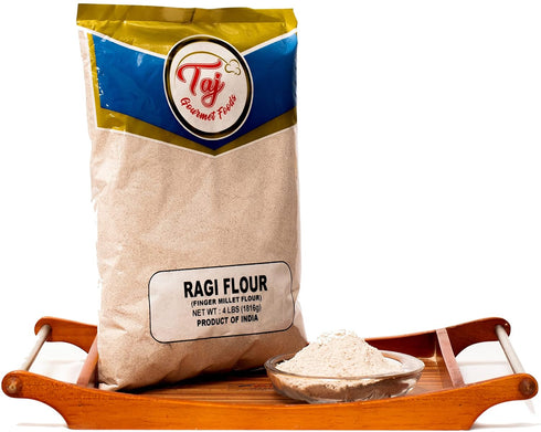 TAJ Gourmet Foods (4-Pounds TAJ Premium Indian Ragi Flour, Finger Millet Flour, (NEW))