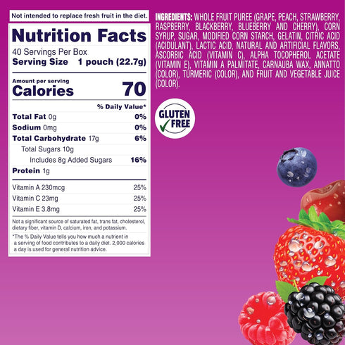 0.8oz Packs (Pack 40) Welch's Fruit Snacks, Berries 'N Cherries Snack Box, Gluten Free, Snack