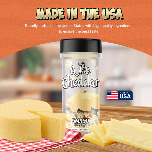 2 Pack White Cheddar Cheese Powder Premium Cheesy Popcorn Seasoning Gourmet Sprinkle Topping for Popcorn, Chips, Pasta