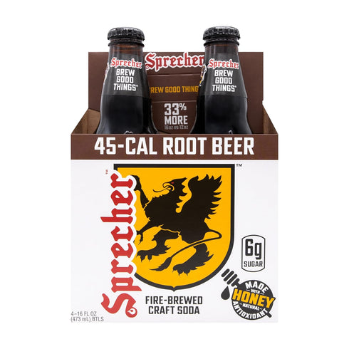 Sprecher 16 oz (12 Pack), Low Cal Root Beer in fl Glass Bottles Fire Brewed Low Calorie Craft Root Beer with Real