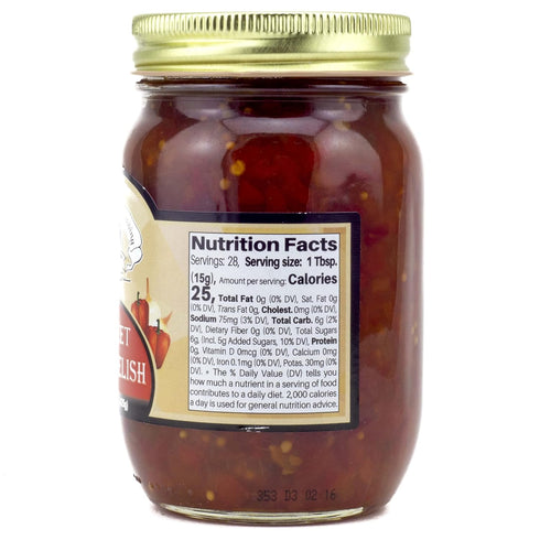 15 (Pack 2) Amish Wedding Red Sweet Pepper Relish Ounces