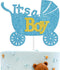 Blue Glitter It's a Boy Cake Topper for Baby Shower, Baby Boy Birthday Party Sign, Gender Reveal Decoration Supplies