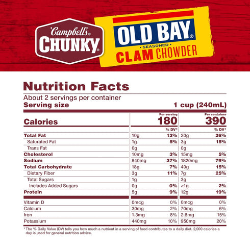 18.8 oz Campbell's Chunky Soup, OLD BAY Seasoned Clam Chowder, Can