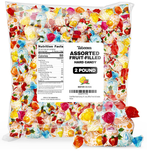 Bulk Fruit Filled Hard Candy 2 Pound, Holiday Candy - Individually Wrapped