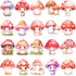 iPartyFun 48Pcs Summer Mushroom Theme Cupcake Toppers mushroom Birthday Party Decorations Woodland Cake Topper